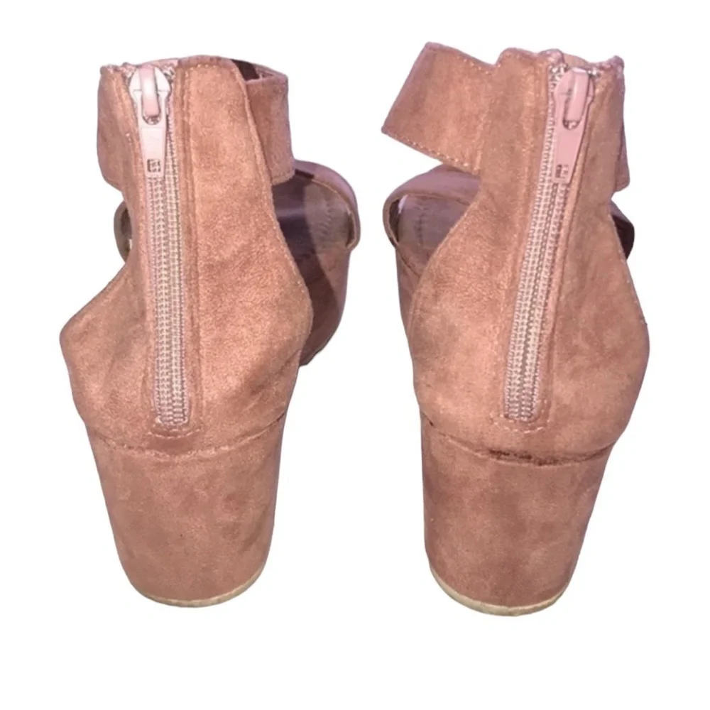 Dark Pink Suede Platform Sandal